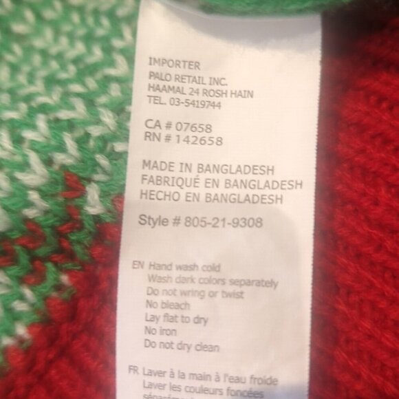 Urban Heritage Red & Green Christmas Sweater with Gold Bow - Size S/M BNWOT - Picture 2 of 7